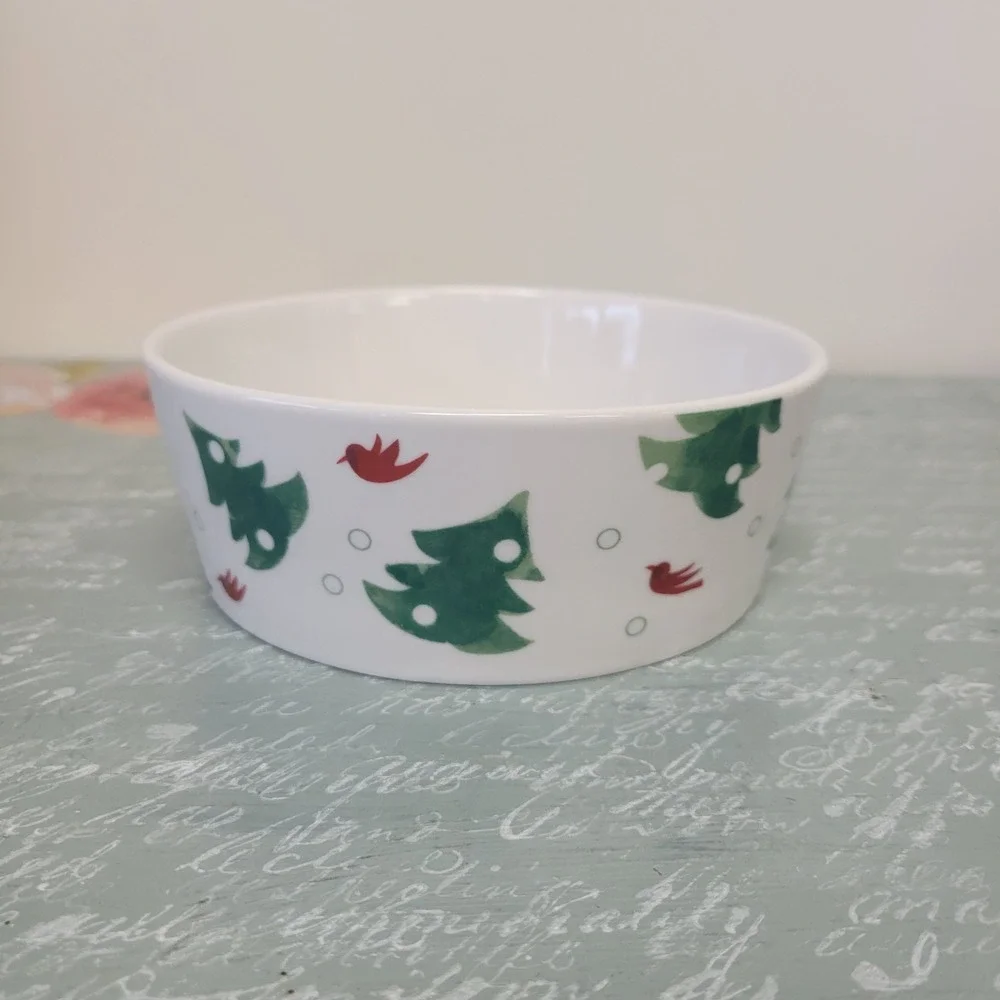 Holiday Cardinal by Studio Nova Soup Cereal Bowl‎ Green Trees Red Birds b413
